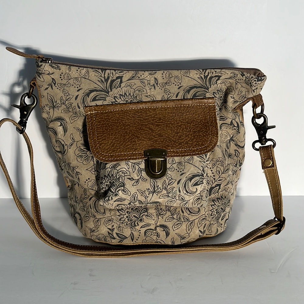 Myra Doyen Upcycled Canvas and Leather Crossbody